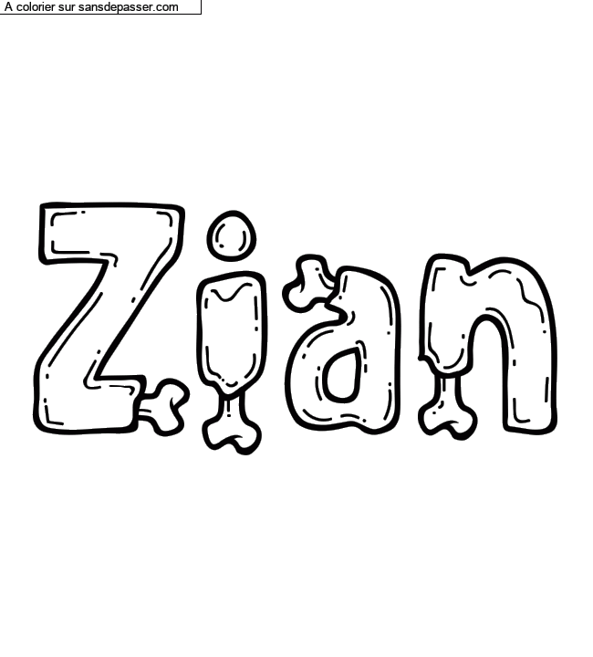 Coloriage prénom personnalisé "Zian" par Diana