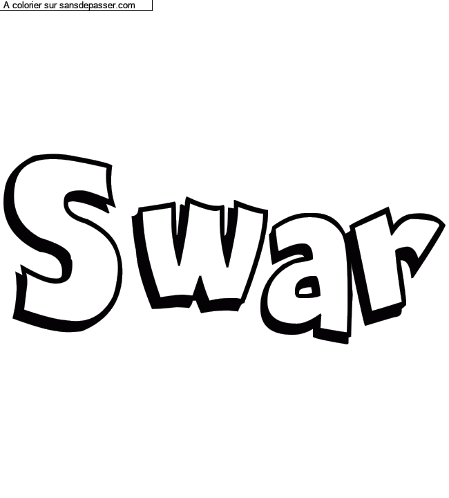 Coloriage prénom personnalisé "Swar" par Diana