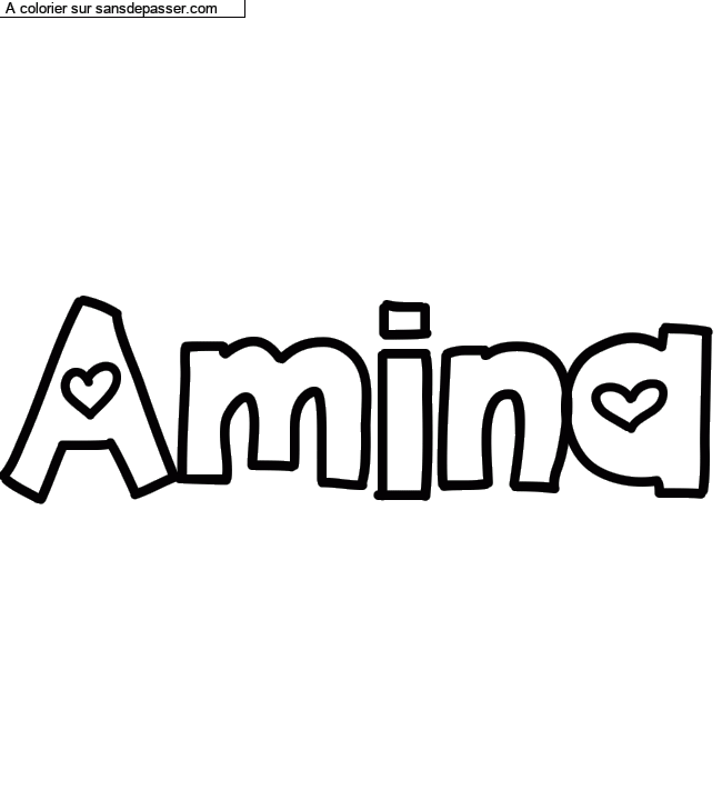 Coloriage prénom personnalisé "Amina" par un invité