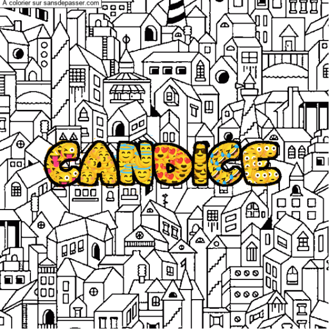 Coloriage prénom CANDICE - décor Ville par Candice-styl&eacute;e 