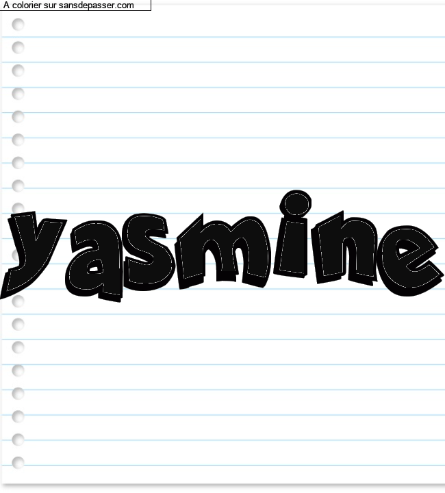 Coloriage prénom personnalisé "yasmine" par un invité