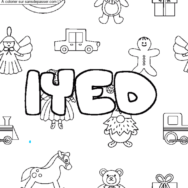 Coloriage Coloriage pr&eacute;nom IYED - d&eacute;cor Jouets par un invité