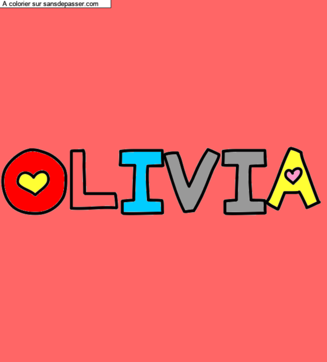 Coloriage prénom personnalisé "OLIVIA" par un invité