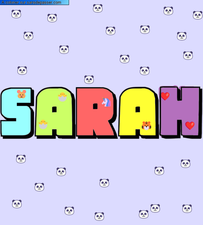 Coloriage prénom personnalisé "SARAH" par un invité