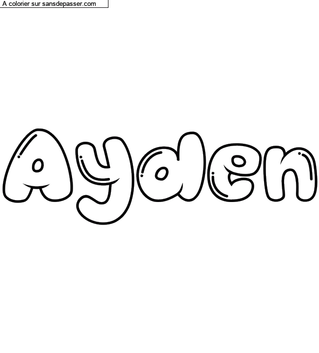 Coloriage prénom personnalisé "Ayden" par un invité