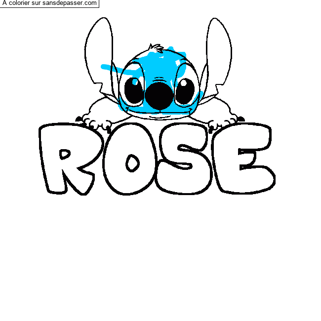 Coloriage Coloriage pr&eacute;nom ROSE - d&eacute;cor Stitch par un invité