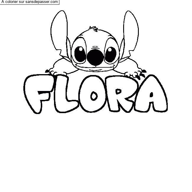 Coloriage Coloriage pr&eacute;nom FLORA - d&eacute;cor Stitch par un invité