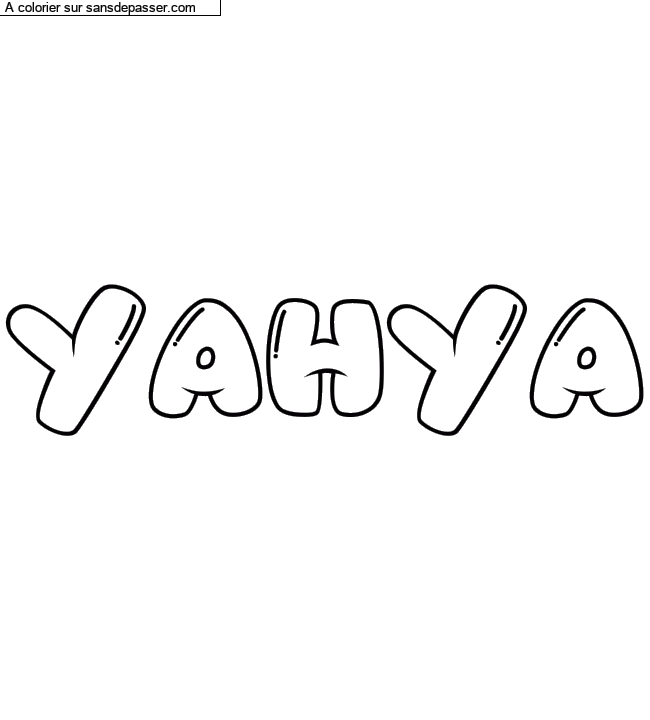 Coloriage prénom personnalisé "YAHYA" par un invité